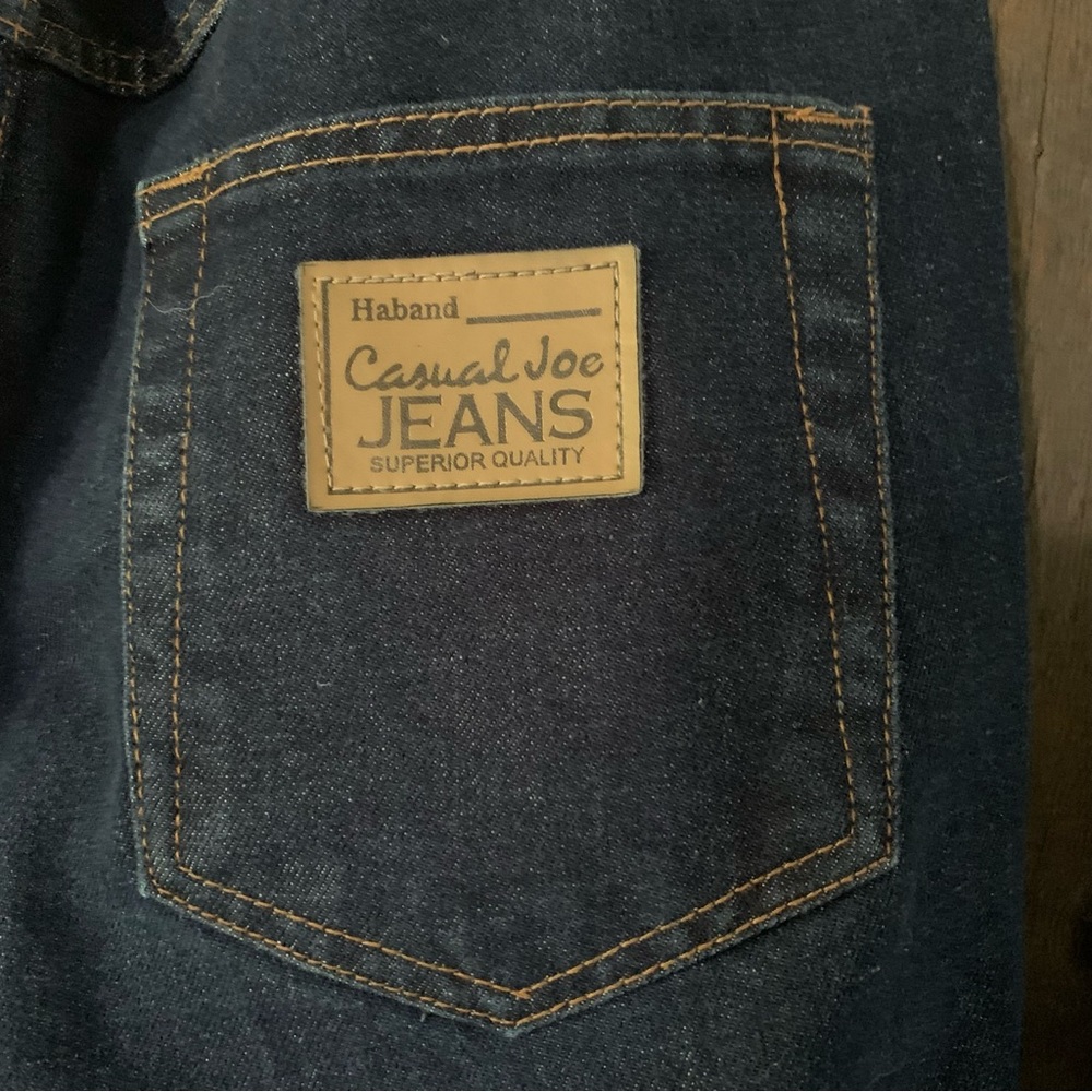 2 Pair HABAND CASUAL JOE JEANS Dark Blue Denim Elasticized Waist Like New 34 M - Picture 8 of 14